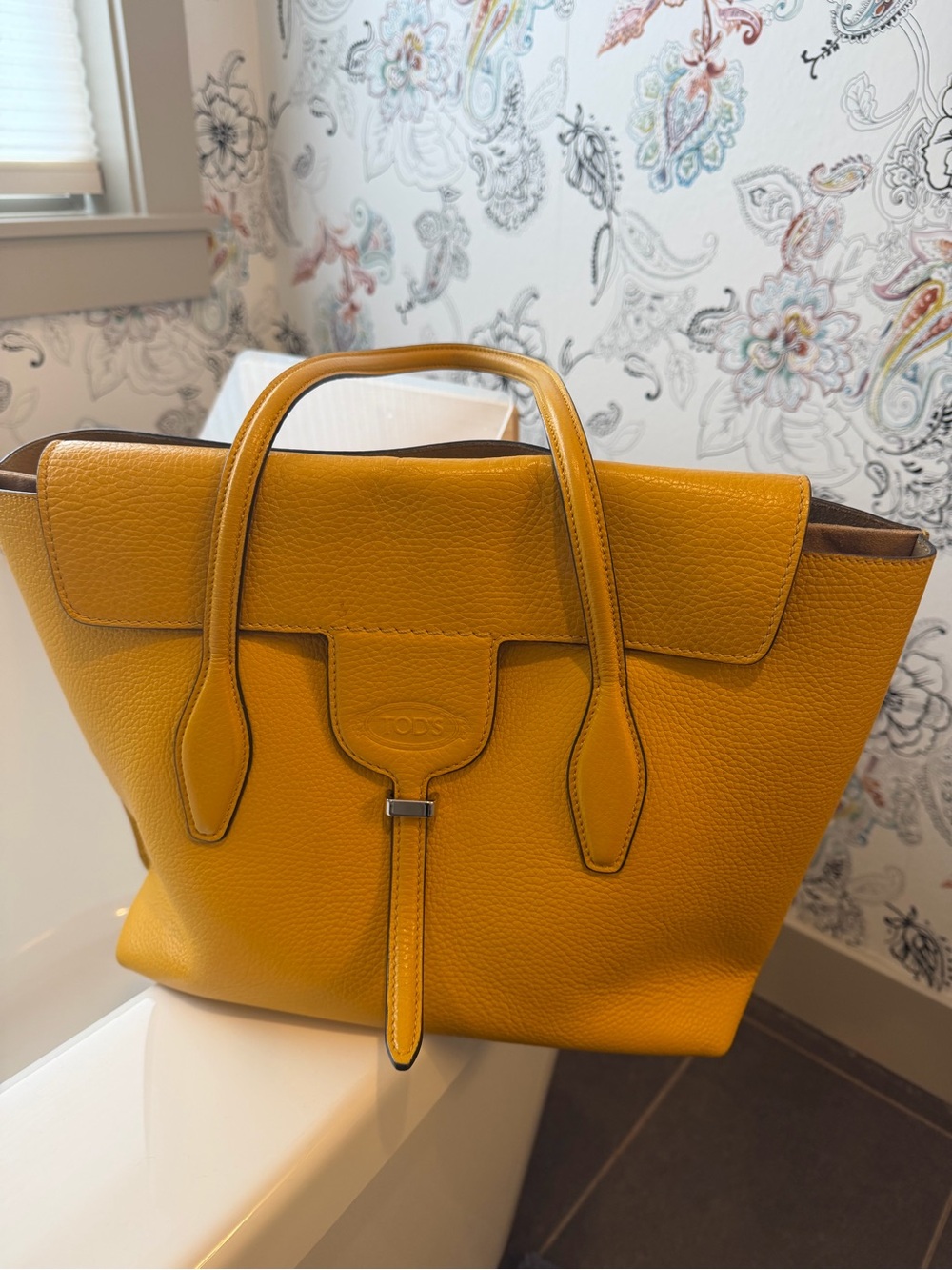 Tod's Mustard Yellow Leather Top-Handle Tote